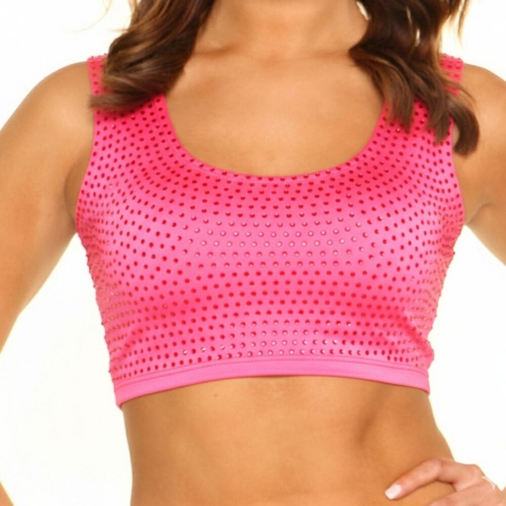 Dallaswear Reese Top Hot Pink LUXE  Rhinestones Pro Cheer Dance Audition Small